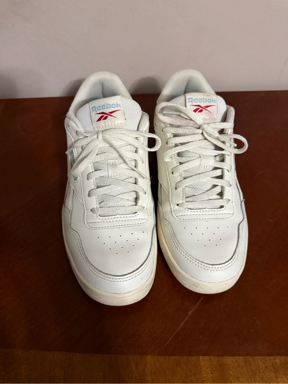 Reebok White Leather Low-Top Sneakers with Red Logo